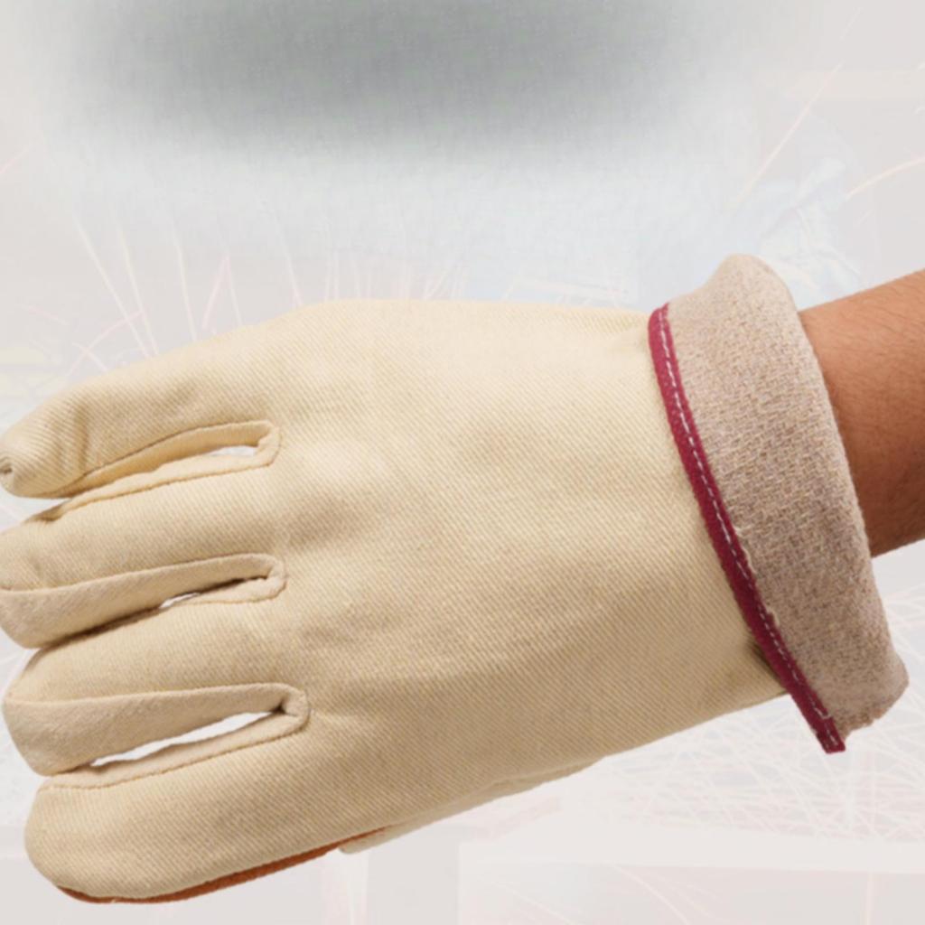 Canvas Gloves with Leather Palm Heavy-Duty Work Reinforced