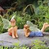 Small Fairy Tale Garden Ornaments 2Pcs/Set Boy And Girl Statues, Resin Miniature Figurines, Mini Landscape Statues for Patios Cute Figures Garden,
