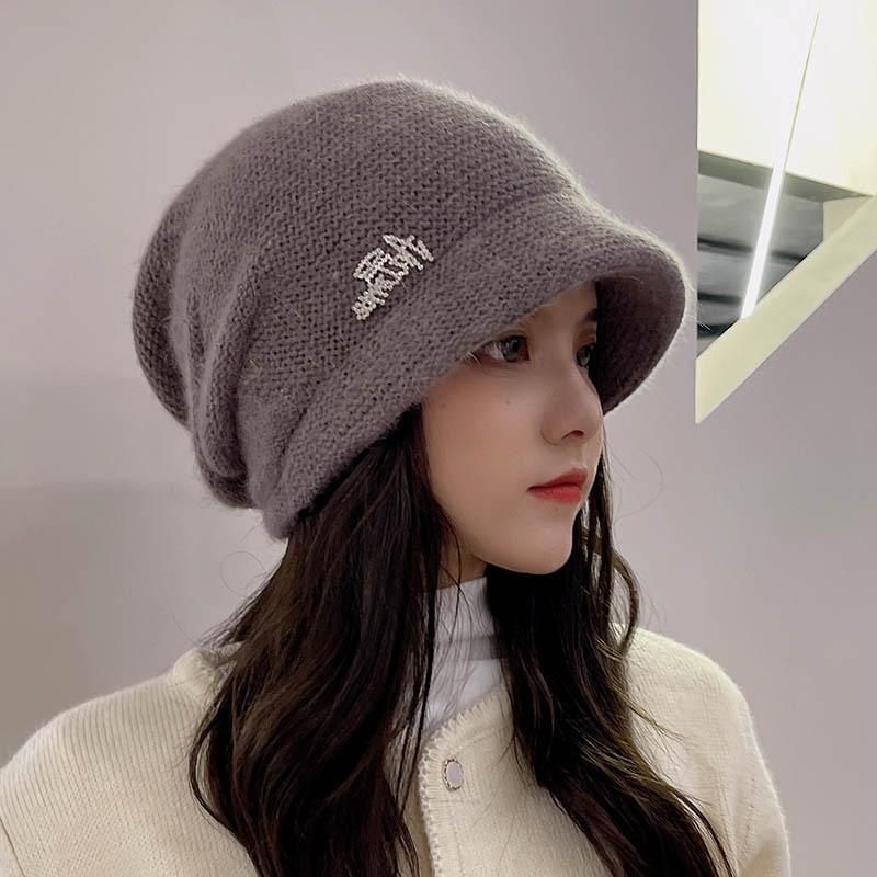 Knitted Wool Hat for Women Cold Hat for Women Winter Hat Men Autumn and Winter Melon Leather Hat Solid Color Versatile Yuppie Hat Trendy