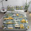 Engineering Vehicle Excavator Duvet Cover Set 2/3 Pcs Boys Girls Twin Queen Size Duvet Cover Pillowcase Bed