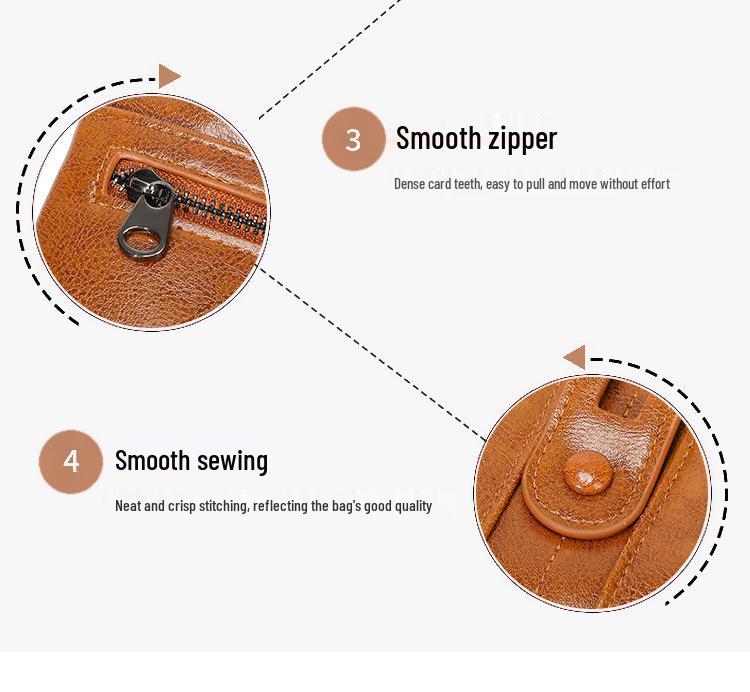 2025 RFID-Blocking Anti-Magnetic Women's Retro Oil Wax Leather Clutch/Long Wallet.