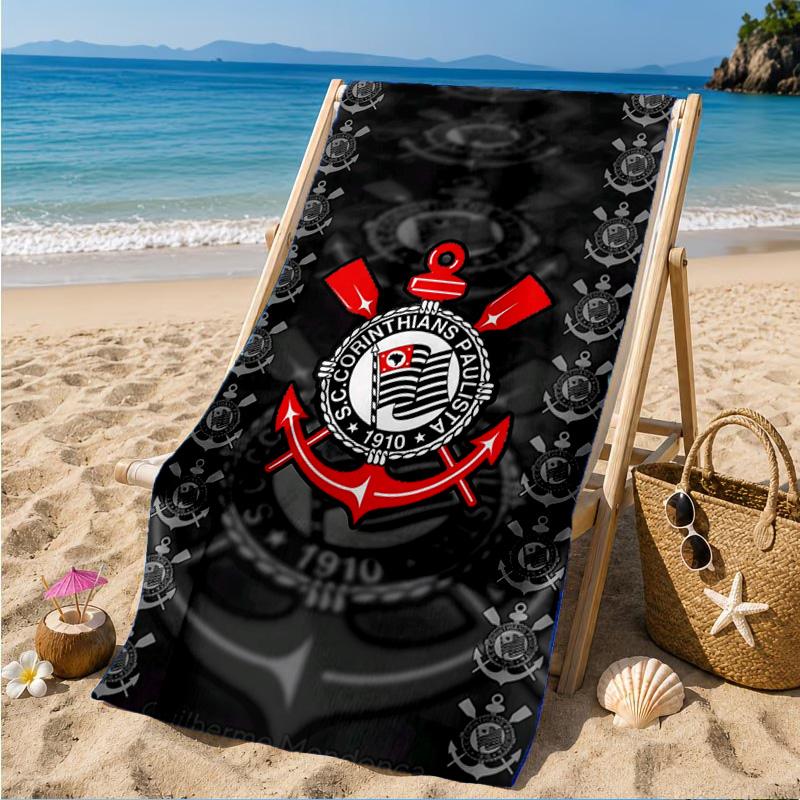 Sport Club Football Crest Printed Microfiber Beach Towel, Soft And Absorbent, Quick-Dry, Ideal for Summer Travel, Beach Essential, Swimming Pool