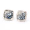 High-end niche faceted particle crystal earrings, blue gradient color, geometric gold-plated stud earrings, 925 silver needle earrings