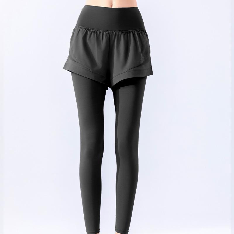 

Осенний стиль Женские брюки для йоги с высокой талией – Имитация двухслойности, Подтягивающие бедра, Леггинсы для фитнеса и бега с эффектом «нюд». XL (122-136 lbs) чёрный