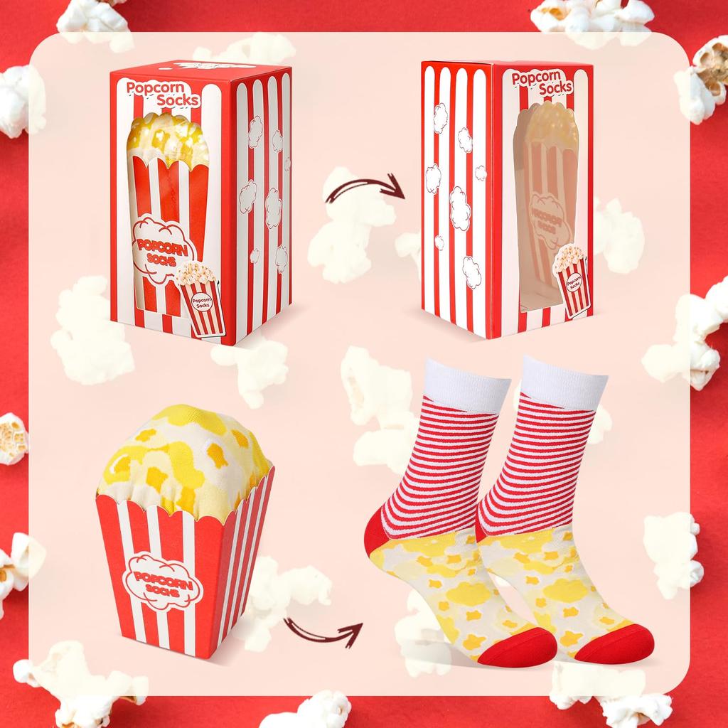 Popcorn Box Socks Funny Gift for Popular Day Gift Cotton Crew Socks [AGRIMONY] - Men's, Women's, Boys' - Men, Women, Father's Day, Christmas,