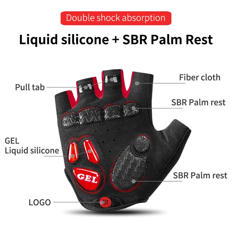 Guanti da Ciclismo Rockbros Mezza Dita Uomo Donna Antiscivolo Imbottitura in Gel Traspiranti Guanti per Moto Bici da Montagna Bici da Strada Guanti Sportivi per Bicicletta