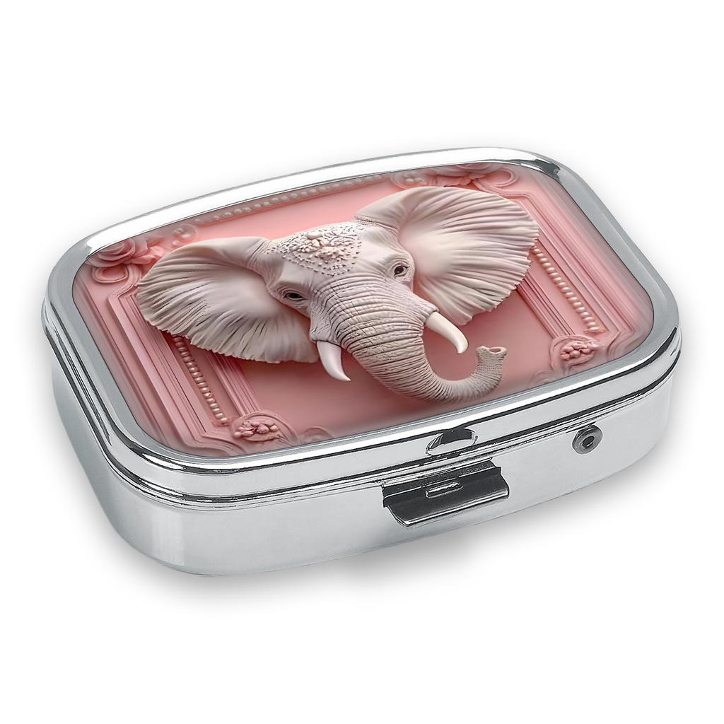 Portapillole Portatile con 2 Scomparti, Mini Custodia Organizer in Metallo per Medicine, Carino Contenitore Stampato per Pillole, Vitamine, Gioielli, Viaggio, Uso Quotidiano