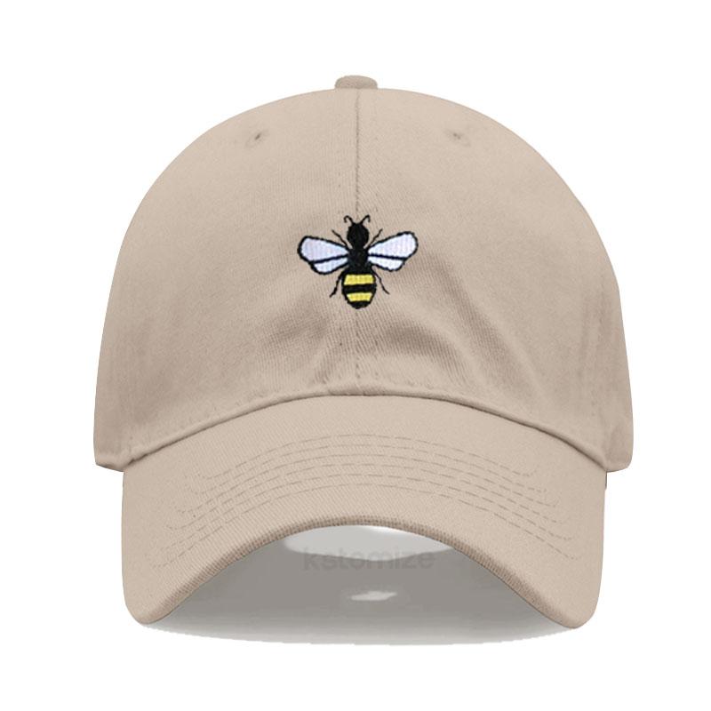 Washed Cotton Honeybee Embroidery Baseball Caps For Men Women Dad Hat Adjustable Snapback Cap Dropshipping