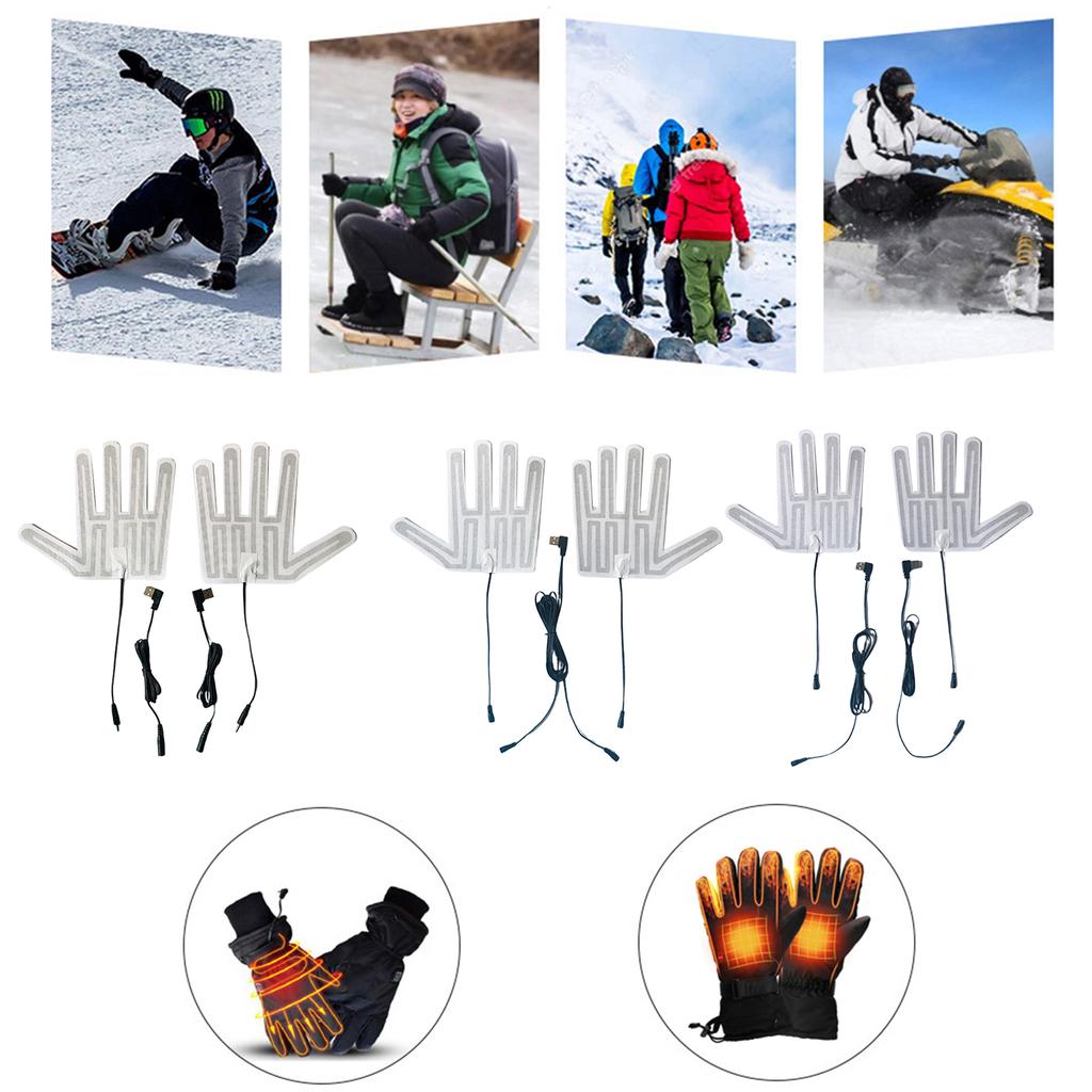 5V USB Heated Gloves Pad 5 Finger Type Electric Gloves Heating Film Pads Rechargeable Hand Heater