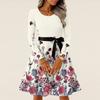 Women's Casual Fashion Long Sleeve  Vintage Long Dresses