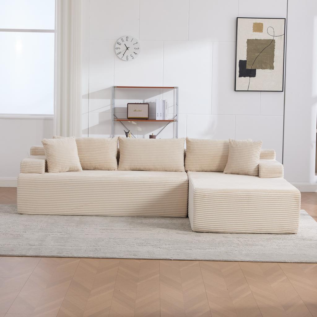 Modular Compression Sofa made of Chenille Fabric, filled with 30D High-Elastic Foam, Non-Slip Bottom, Ideal for Living Room and Other Rooms. BEIGE