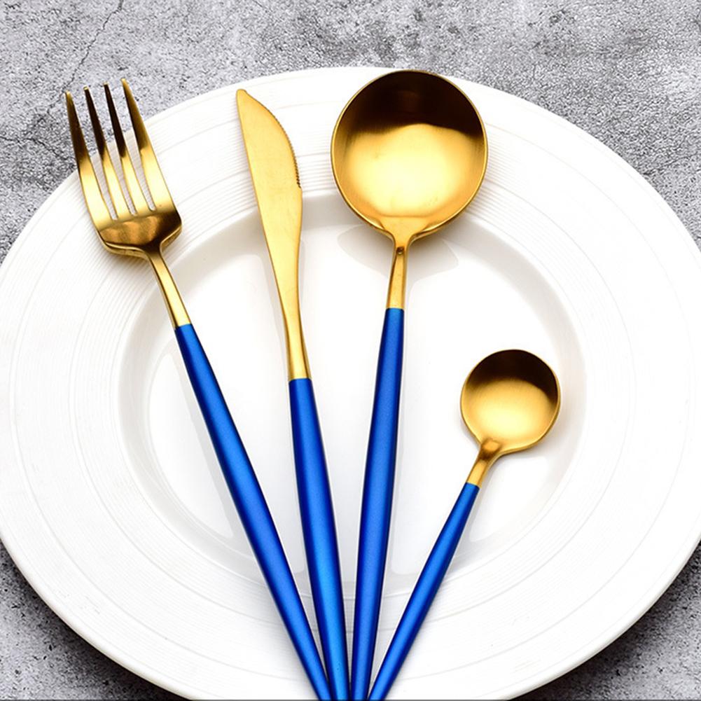 Ensemble de couverts antidérapants à bord lisse, poignée confortable, ensemble de couteaux et fourchettes en acier inoxydable 304, idéal pour la maison et le Restaurant, 4 pièces