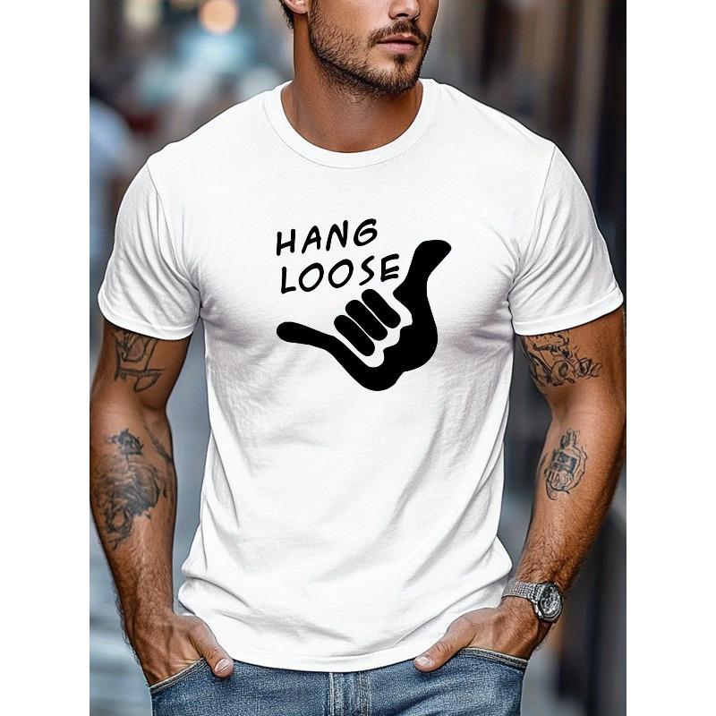 Europäische Größe Herren Hang Loose Kurzarm-T-Shirt - Hawaiianischer Stil Einfarbige Rundhals Sommer Strandkleidung, Lässiges kurzes T-Shirt zum Surfen