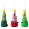 Mini Christmas Tree Ornament In Wool, Hanging Holiday Piece with Star Detail for Shelf Display, Desk Display, or Tree Use