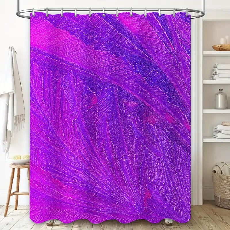Modern Bathtub Shower Curtain with Feather Design Purple Pink Bathroom Decor for Home Improvement Projects (69x72 inches)