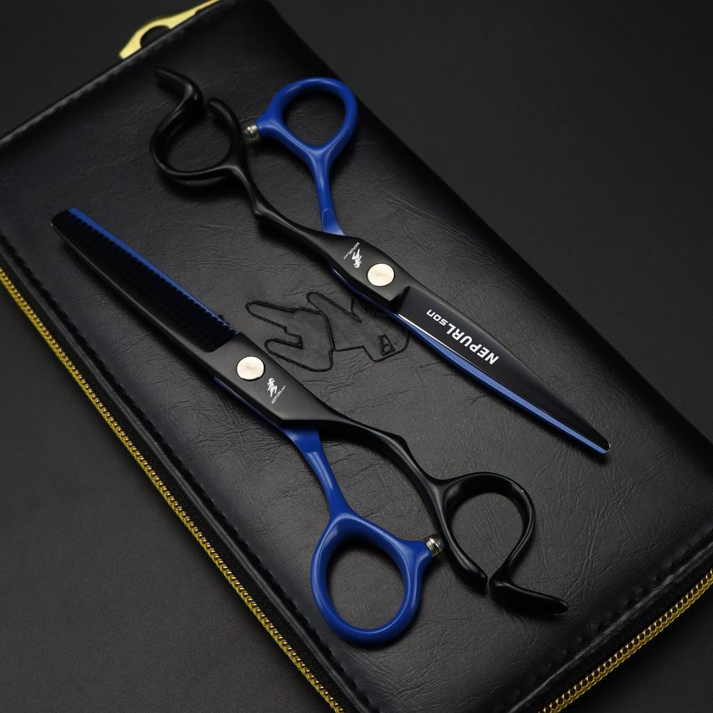 6.0 Inch Black And Blue Paint, Personality, Hair Scissors, Flat Scissors, Tooth Scissors, Bangs Scissors, Thin Scissors