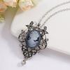 Colier cu pandantiv cameo vintage cu portret de frumusețe pentru femei bărbați lux rășină doamnă regină floare fluture lanț lung pentru pulover bijuterii
