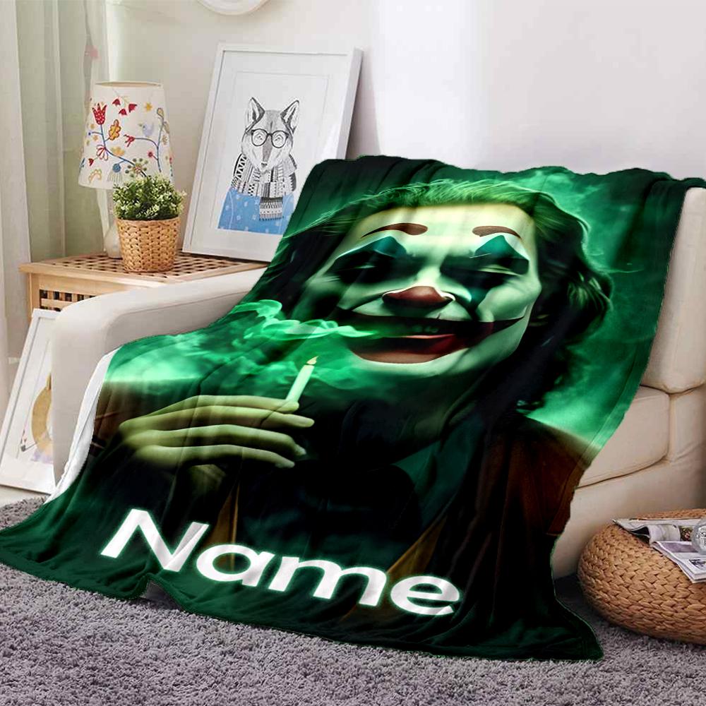Customiz Name Personality Joker Blanket Soft &Warm Sofa Office Bed Travel Lunch Break Blanket, Gift Suitable All Seasons