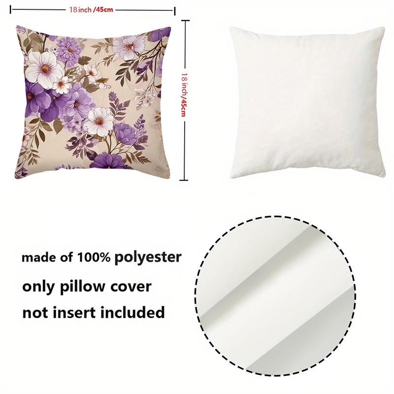 1 Pieces Purple And White Flower Patterned Decorative Throw Pillow Polyester Pillowcase, Sofa  Cushion Cov Headboard Pillow