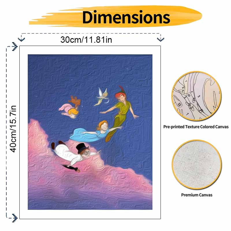 Disney Peter Pan Tinker Bell Flying Paint by Numbers Painting Art Kit Home Decor Gift