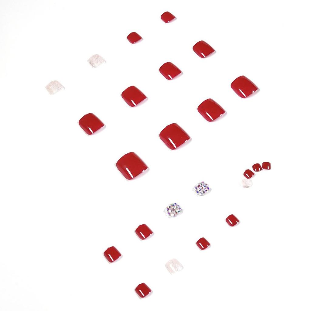 Red Rhinestone Press-On Toenail Art Stickers