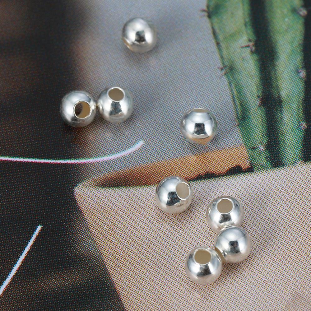 10-30pcs 2-5mm 100% Real 925 Sterling Silver Round Beads Spacer Beads Accessories for Bracelet Necklace Jewelry Making Findings