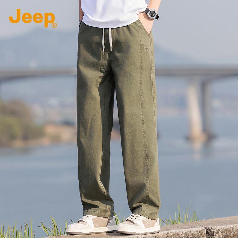 Jeep Men's Lightweight Cotton Straight-Leg Utility Casual Pants