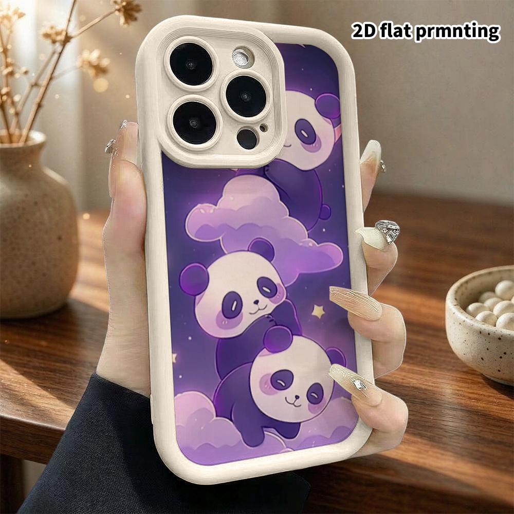 Phone Case: 2D Flat Design Suitable for iPhone 18 17 16 15 14 13 Pro Stepped Protective Case, Three Cute Pandas, Christmas and Halloween Gift