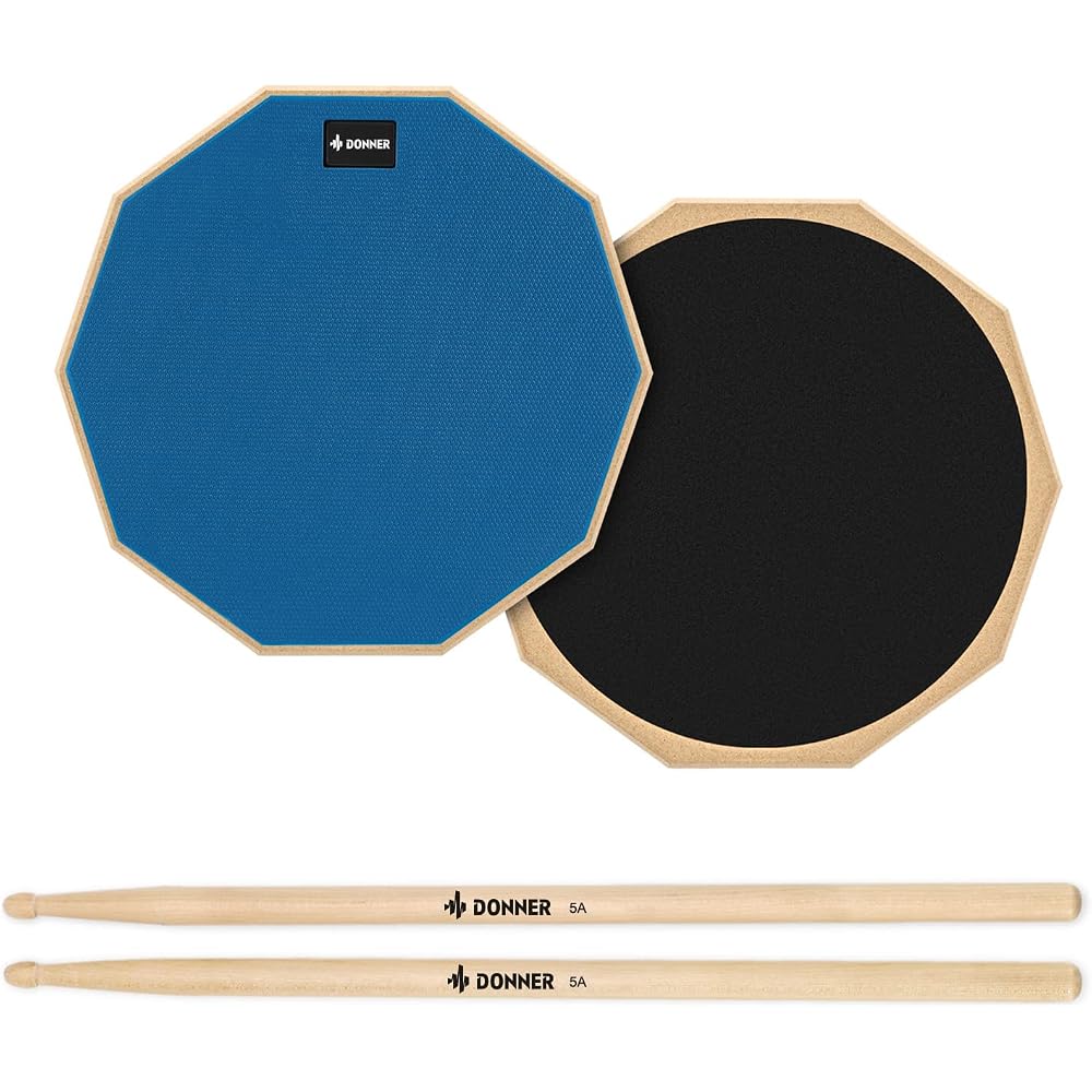 Donner Drum Practice Pad 8 Inch Rubber Snare Pad with Sticks Silent Training Drum
