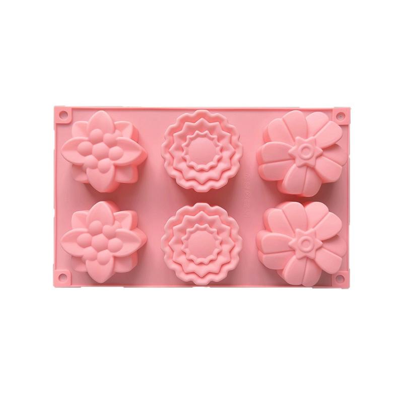 6 Cavity Flowers Silicone Mold Diy Handmade Fondant Cake Baking Chocolate Sugar Cake Tool Resin Polymer Clay Making Mould