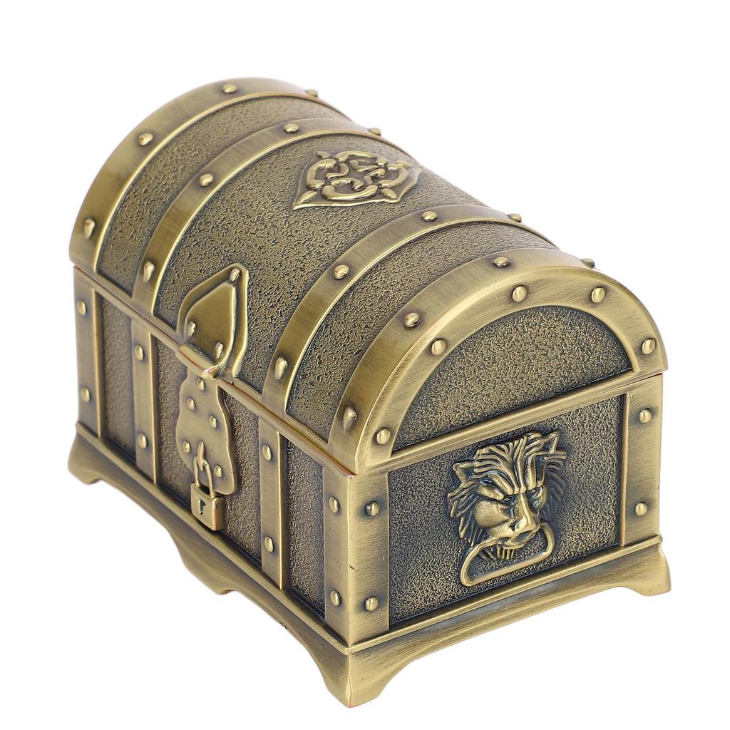 Vintage Jewelry Box European Style Exquisite Relief Pattern Antique Earring Necklace Bracelet Container Bronze