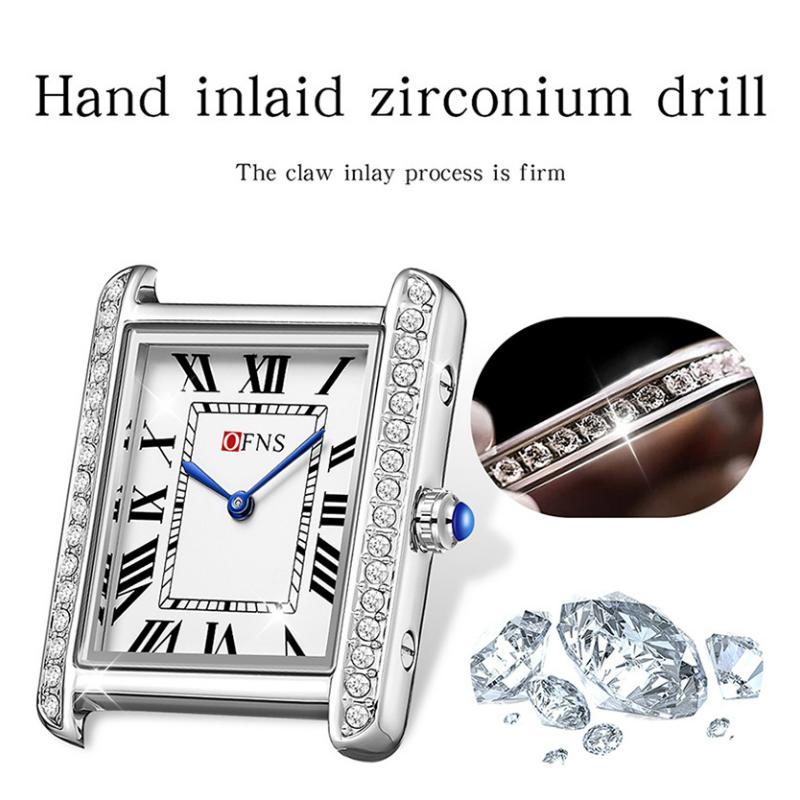 SANDA Vintage Diamond Quartz Watch Roman Scale Square Dial Waterproof Couple Fashion Quartz Men and Women's Watch
