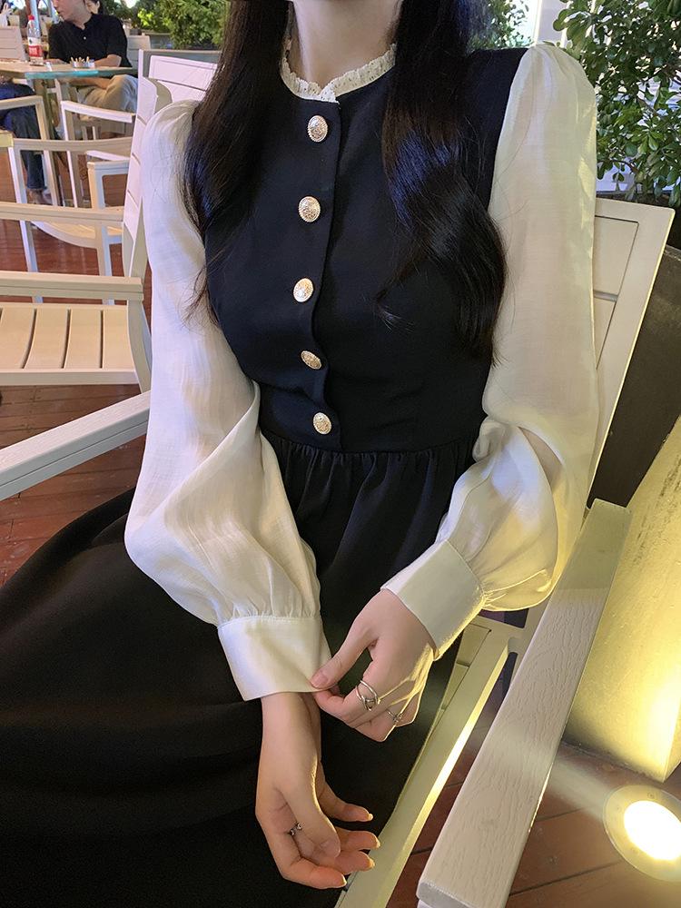2026 Spring Elegant Hepburn Style Long Sleeve French Bubble Dress