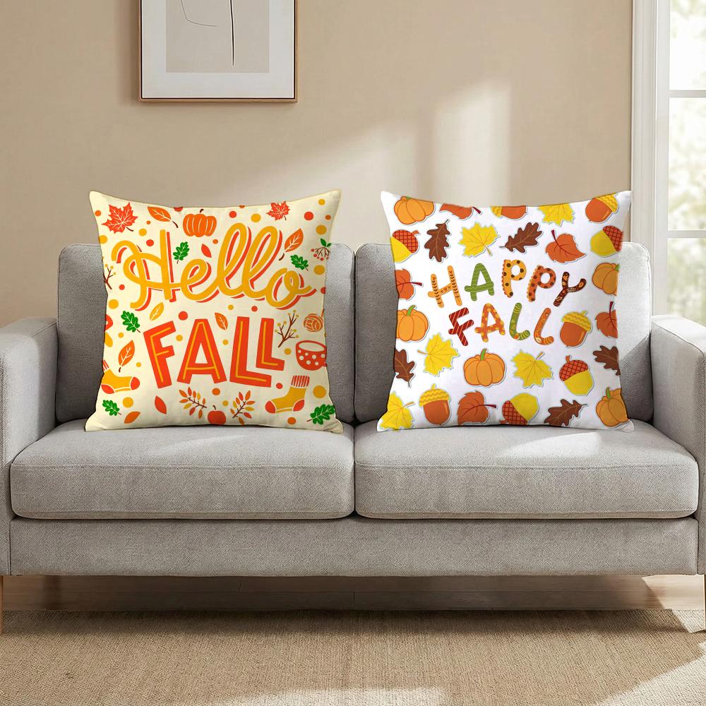 Maple Leaf Vintage Print Cushion Cover Multi-Scene Pillow Cover for Home & Car - Reversible, Soft & Durable for Daily Use