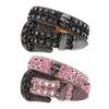 Shinning Diamond Waist Belts with Skull Buckle for Rock Fan Adjust Length Belt for Teens Woman Jeans Skirt Decorative