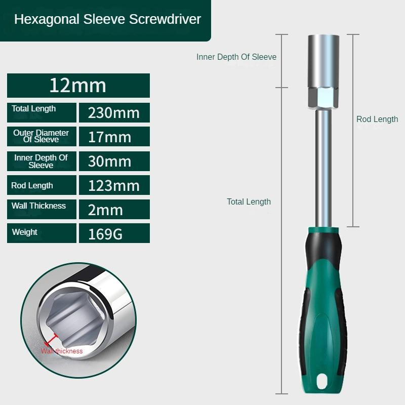 Screwdriver Socket Wrench Set M5 M4 External Hex Screwdriver  Hexagonal Nut Key Extend Driver 5.5 8 10 13 14 7mm Hand Tool