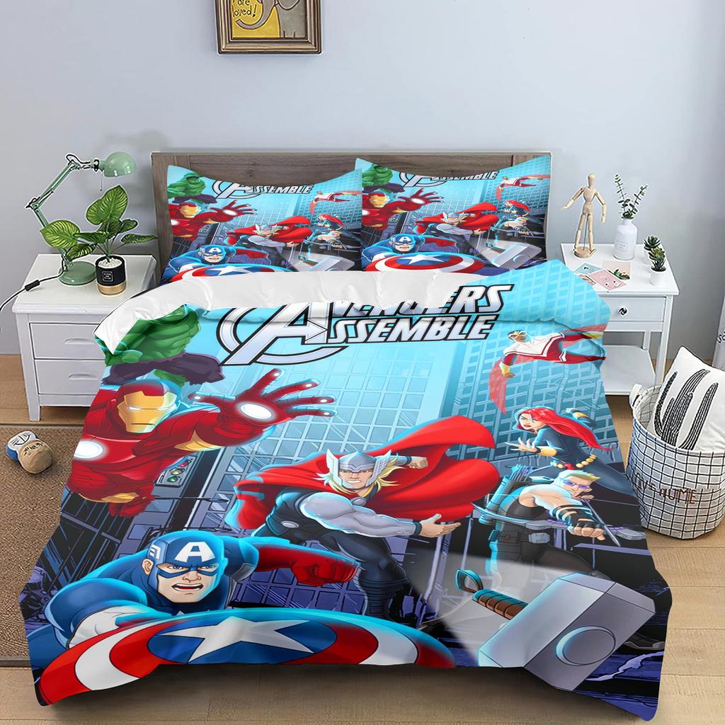 Anime Captain America Duvet Cover Set Kids Comforter Boys Bedding Children'S Bedding Set Quilt Cover Single Large King Size