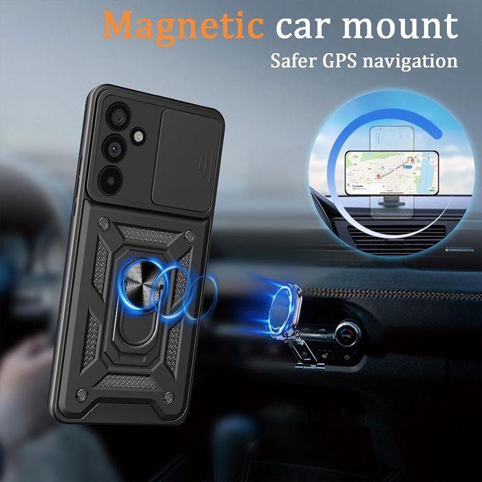 Coque pour Samsung Galaxy S26 Plus, avec Anneau et Protection Caméra - Noir - 2 Verres Trempés