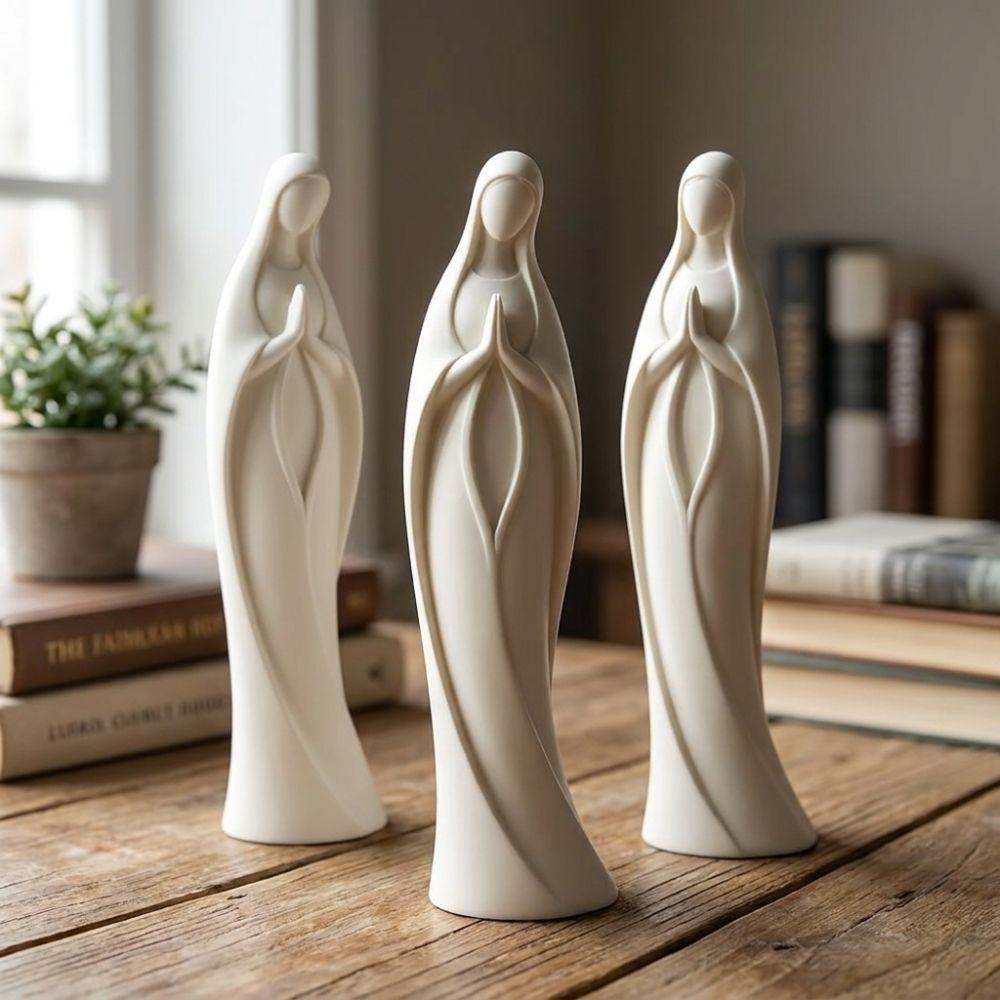 Estatua de la Virgen María Orante Impresa en 3D Escultura Minimalista de la Virgen María para Escritorio Decoración de Estante para el Hogar