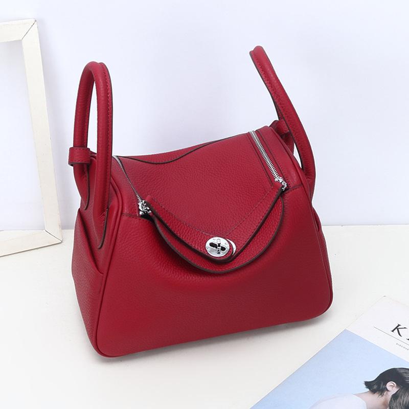 Cross-border Foreign Trade First-layer Cowhide Pillow Bag Fashionable Versatile LD Bag Doctor Bag Large Capacity Underarm Shoulder Bag Women