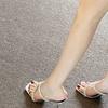 So Beautiful, Square-headed Open-toed Rhinestone Stiletto Sandals Women's Silver High-heeled Slippers Women's Outdoor Wear