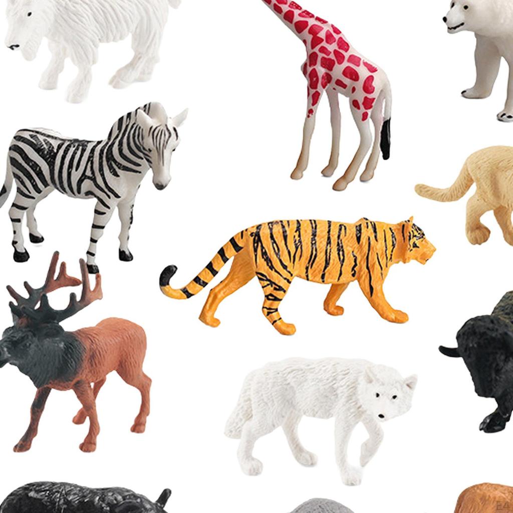 12-częściowy zestaw figurek zwierząt dzikich w miniaturze, model, dekoracja stołu, realistyczny
