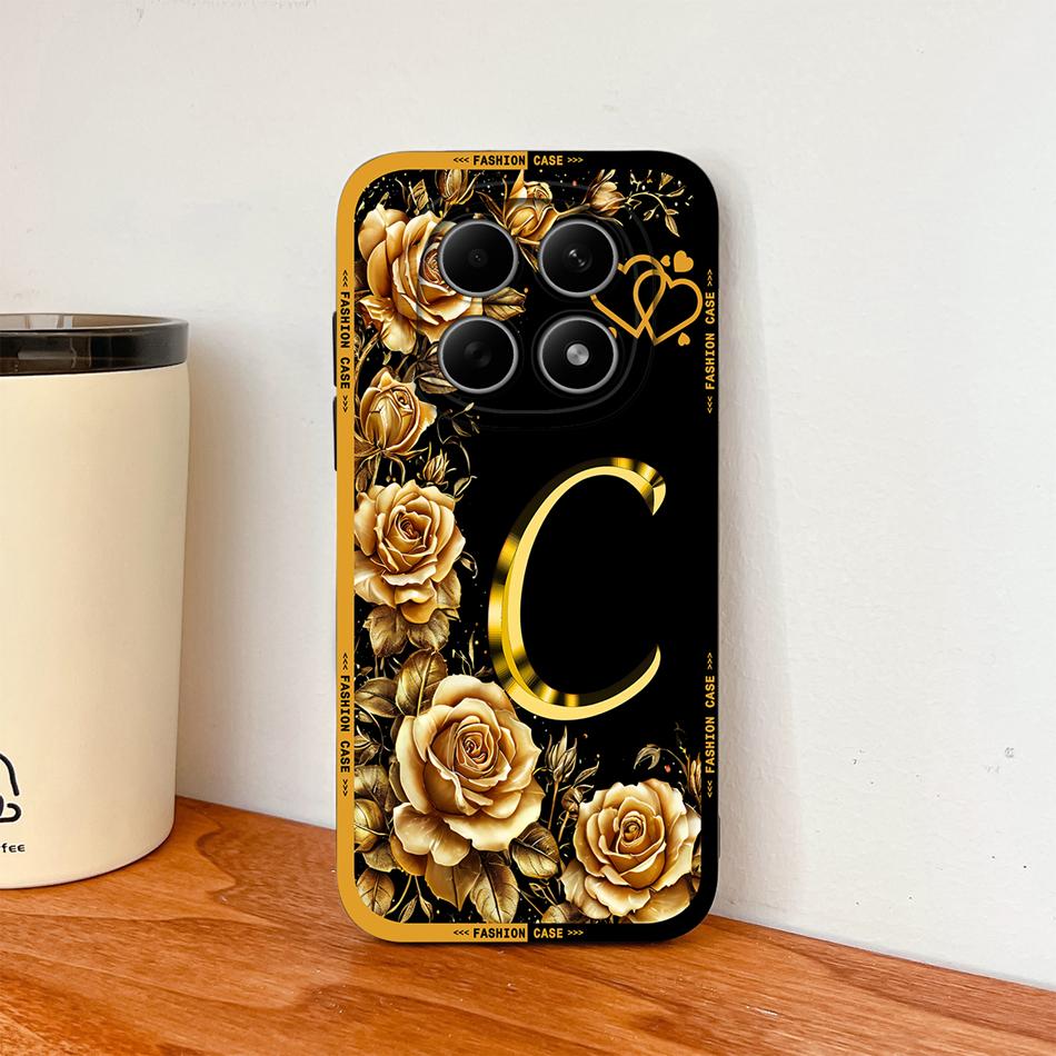 Case For Poco M8 Pro / Poco M5 M5S Fashion Rose Letters Soft Liquid Silicone Phone Shell For Poco M 8 M 5 Lightweight Funda