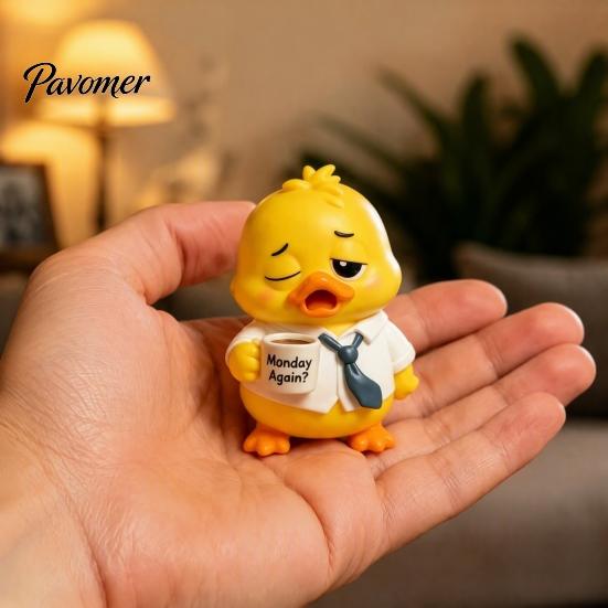Yellow Duck Resin Ornament Emotional Support Figurine, Ornament, Handmade Animal Figure Cute Statue for Home Office Desk Decor Artistic Decoration