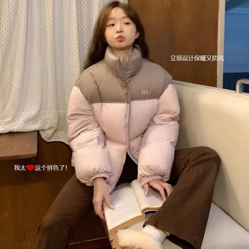 Winter new cotton clothes women's short 2025 new cotton clothes and bread clothes loose color-blocking padded jackets women's jackets
