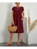Cotton Linen Women's Plus Size A-line Skirt Round Neck Loose Dress Temperament Style Summer