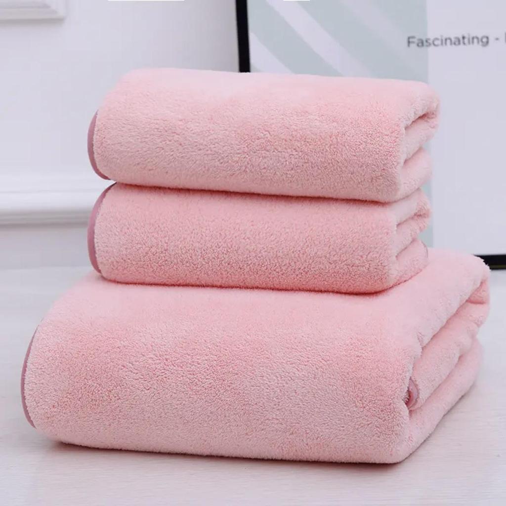 Thickened Adult Coral Fleece Bath Towel - Soft, Absorbent, Large Solid Color for Home, Hotel, Dormitory, or Beach Use