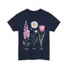 Vintage Floral Plant Foxglove Daisy Tulip Flower Girl Mom T Shirt
