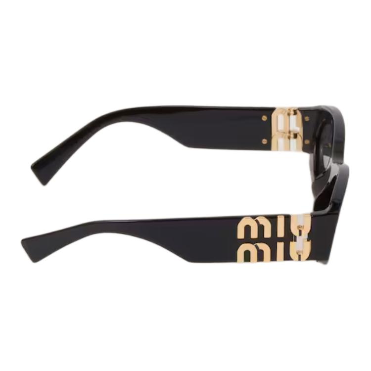 Miu Miu Logo Decorated Oval Sunglasses Women sunglasses Black SMU11W_E1AB_F05S0_C_054