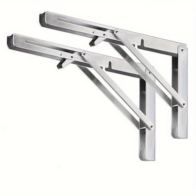 2pcs Heavy Duty Folding Shelf Bracket - Stainless Steel Tripod Bracket , Space Saving Wall Mount, 550 Lb Load Capacity